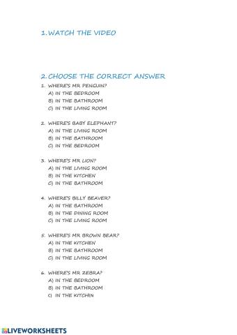 parts of the house-actions