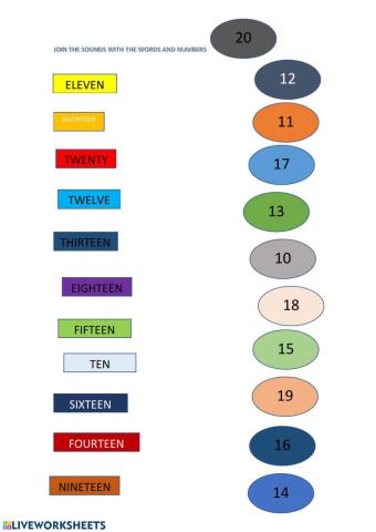 Numbers from 10 to 20
