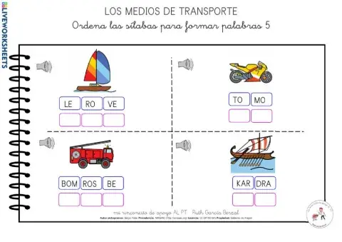 Los medios de transporte: ordena sílabas 5