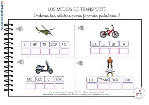 Los medios de transporte: ordena sílabas 7