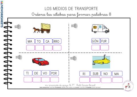 Los medios de transporte: ordena sílabas 8