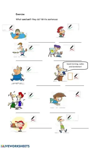 Verb can Listening Exercise with short sentences