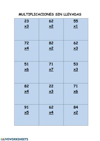 Multiplicaciones sin llevadas