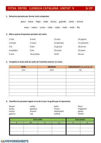 FITXA REPÀS UNITAT 9 CATALÀ 3r EP