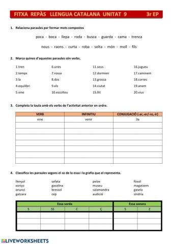 FITXA REPÀS UNITAT 9 CATALÀ 3r EP