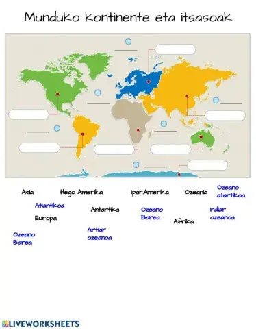 Munduko kontinenteak eta itsasoak