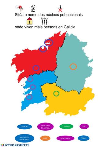 Maiores núcleos poboacionais en Galicia