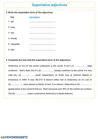 Superlative adjectives