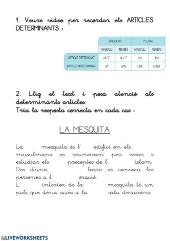 Els articles determinats i indeterminats