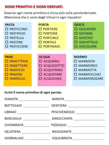Nomi primitivi e nomi derivati
