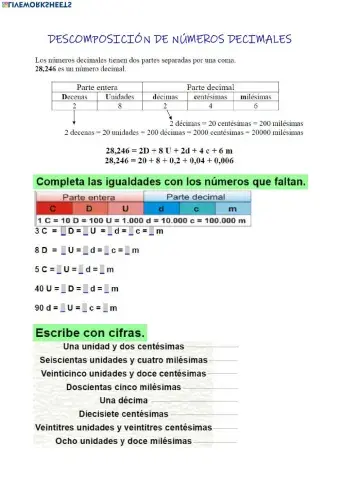 DESCOMPOSICIÓN DECIMALES