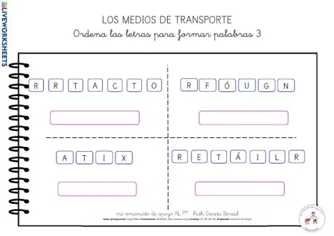 Los medios de transporte: ordena letras 3