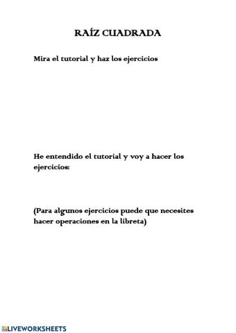 Tutorial raíz cuadrada