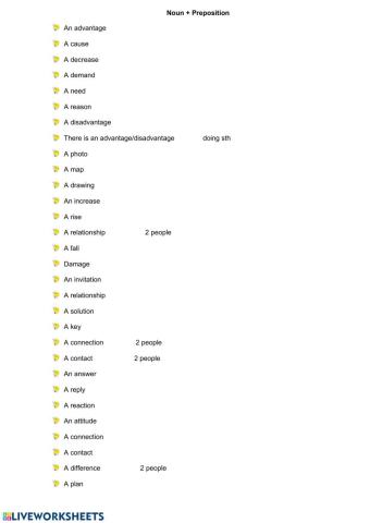 Noun and Preposition
