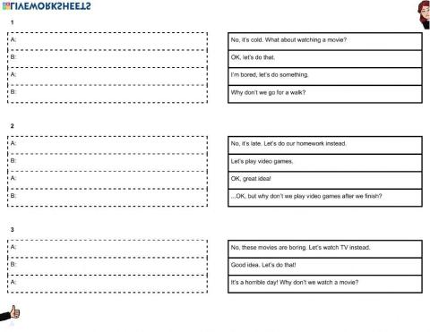 Making Suggestions - put the dialogue in order