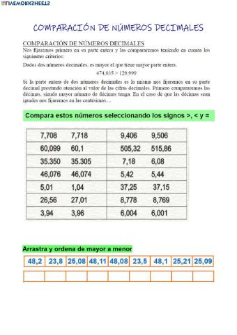 Ordenación decimales urprim