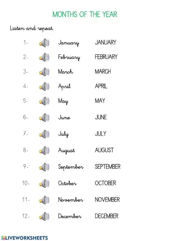 Months of the year 1