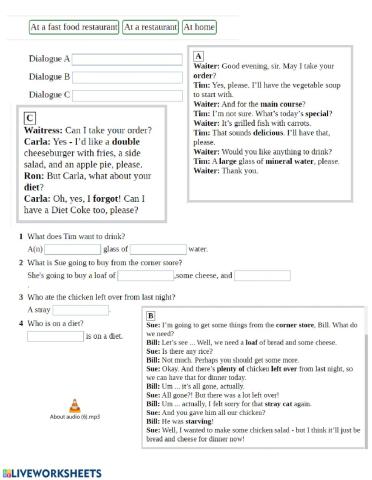 Listening and reading comprehension