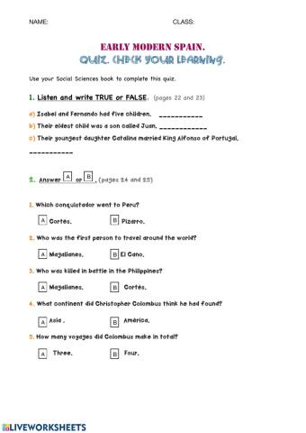 Early Modern Spain- Quiz