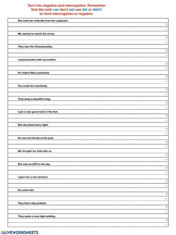 Past simple 6ª tercera ficha