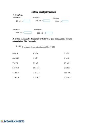 Càlcul multiplicacions