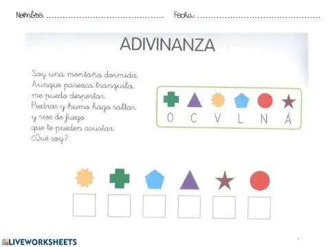 Fichas volcanes infantil