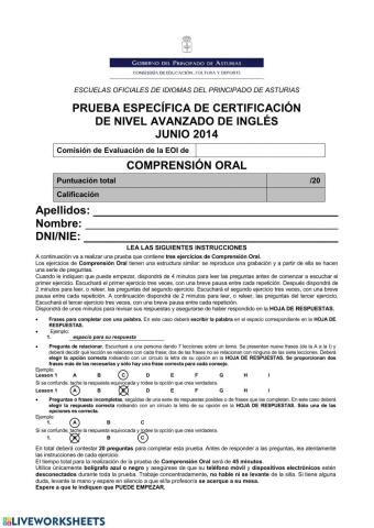 B2 listening test eoi asturias 2014