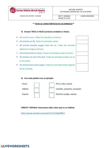 Caractristicas de los animales