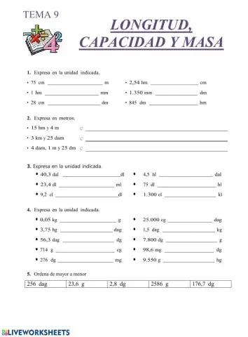 Longitud, masa y capacidad