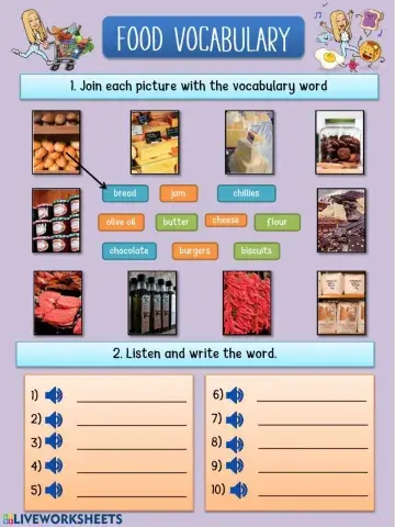 Food vocabulary (unit 5)