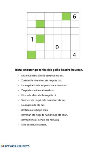 Zenbakien gurutzegrama 1