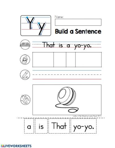 Letter Yy Sentence Building