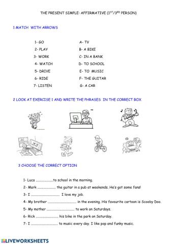 the present simple: affirmative 1st and 3rd persons