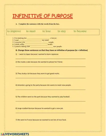 INFINITIVE OF PURPOSE