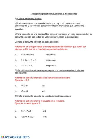 Ecuaciones e Inecuaciones