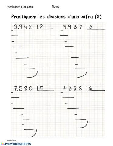 Practiquem les divisions d'una xifra (2)