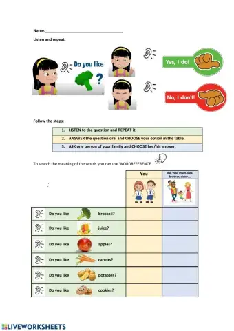 Do you like food? 2.