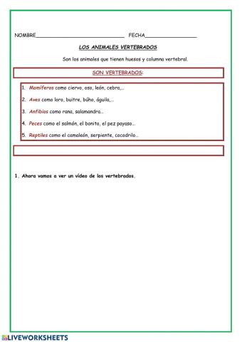 Animales vertebrados