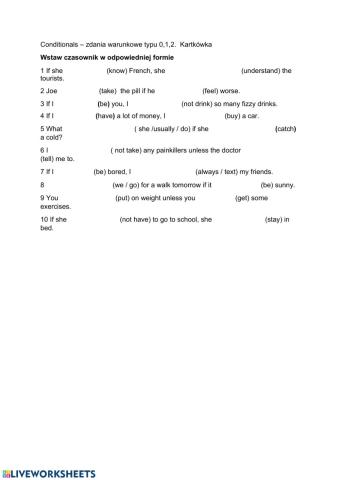 Zdania warunkowe.