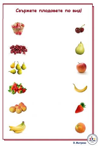 Свържете плодовете по вид!