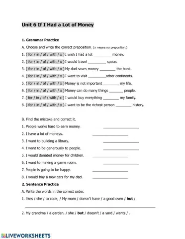 Unit 6-If I had a lot of money