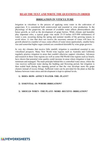 Irrigation in viticulture