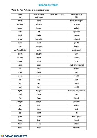 3rd form - irregular verbs