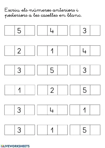 NÚMERO ANTERIOR I POSTERIOR EI5