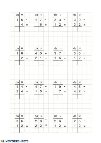 Sottrazioni in colonna