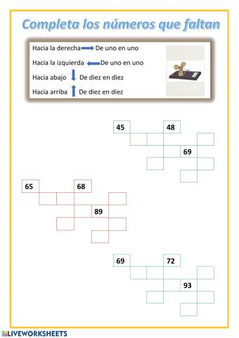 Completa los números que faltan