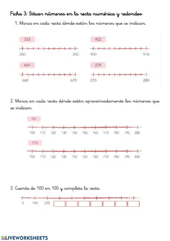 Ficha recta numérica y redondeo