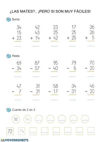 Operaciones sumas y restas