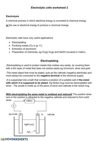 Electrolytic cell worksheet 2