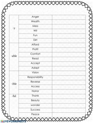 Adjective suffixes